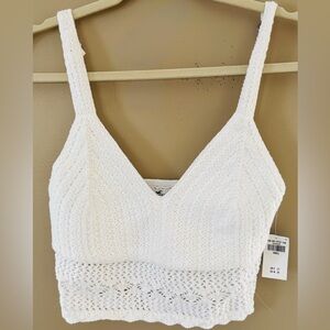 Hollister White Knit Crop Top